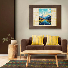 Green Mountain In Road Metal Poster