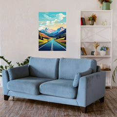 Green Mountain In Road Metal Poster