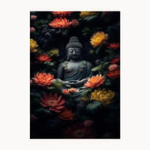 Gautam Buddha In Flower Metal Poster