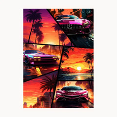 Pink Luxury Sports Cars Metal Poster