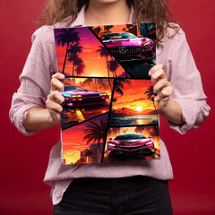 Pink Luxury Sports Cars Metal Poster