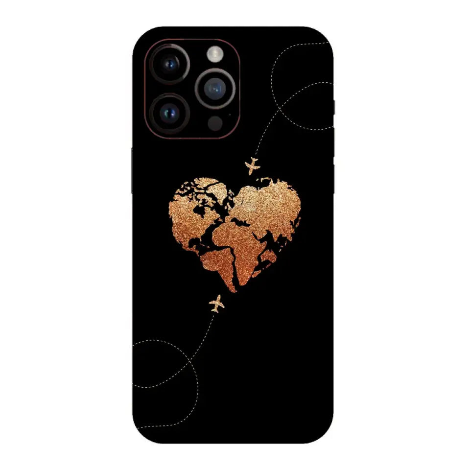 World Map in Heart Mobile Skin