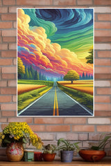 A Road wIth Trees and Clouds Poster | CIty Posters