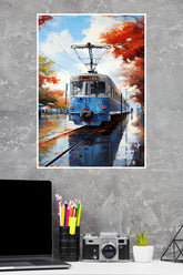 A Tranquil Journey Tram Ride on A Rainy Day Poster | Art Posters
