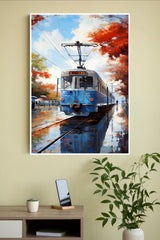 A Tranquil Journey Tram Ride on A Rainy Day Poster | Art Posters