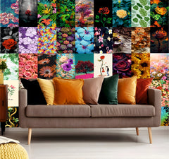 Aesthetic Flowers Wall Collage Kit - A4 Size Wall Posters Set