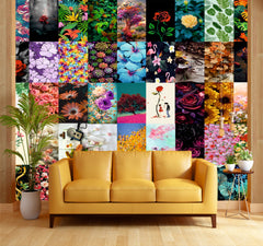 Aesthetic Flowers Wall Collage Kit - A4 Size Wall Posters Set