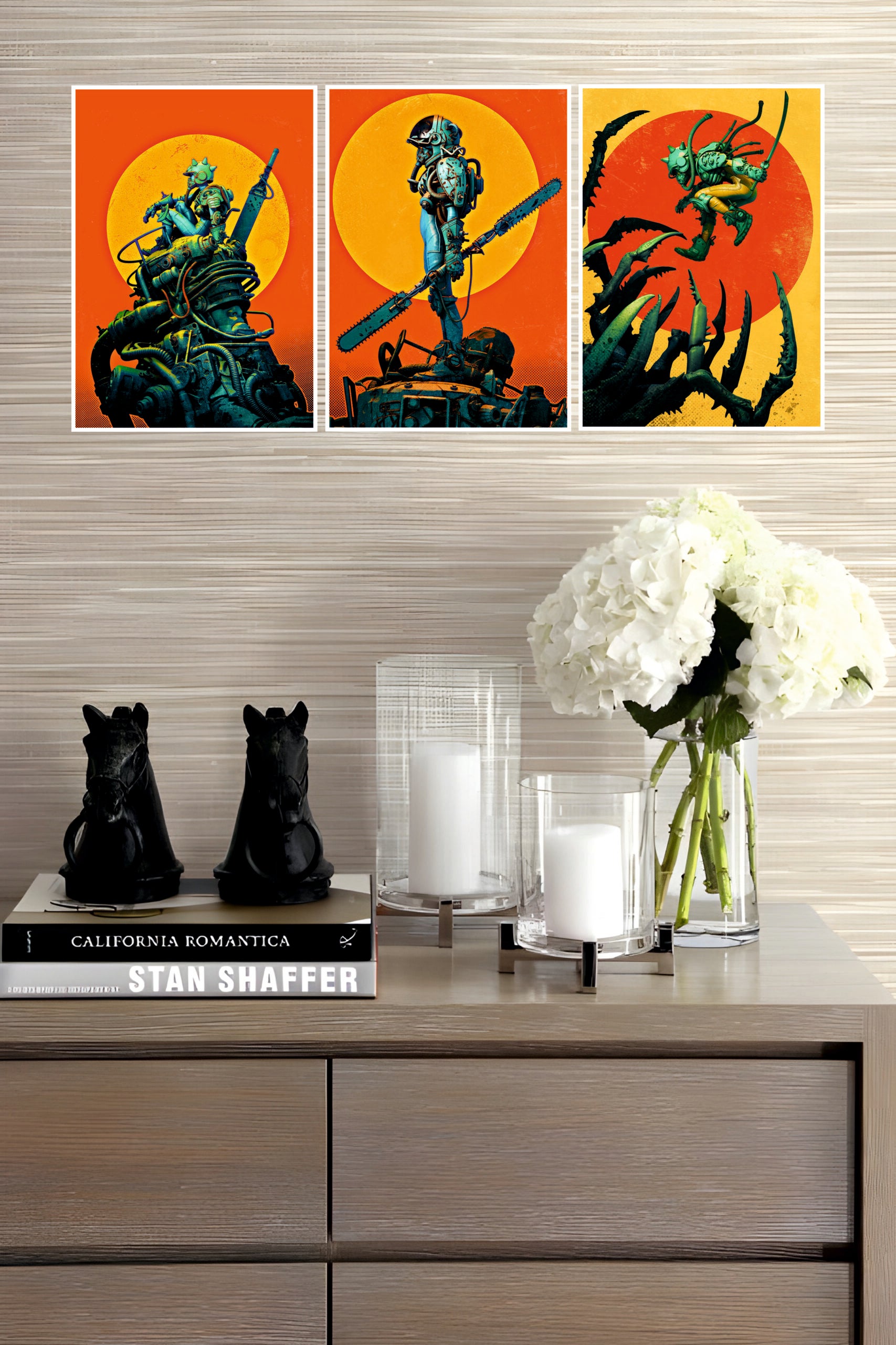 Astronaut Alien Fighter Astronaut Poster | Combo Wall Poster Set | Pack of 3 Posters