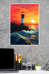 At Sunset A Lighthouse Poster | Art Posters