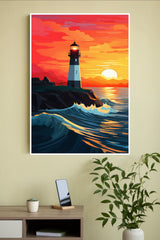 At Sunset A Lighthouse Poster | Art Posters