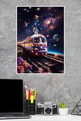 Beautiful illustration of an astronaut in a space train Poster | Art Posters