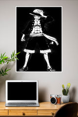 Black & White Monkey D. Luffy with Hat Poster| Anime Posters