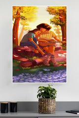 Boy and Girl Romantic Moment with Guitar Music Poster| Love Posters