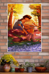 Boy and Girl Romantic Moment with Guitar Music Poster| Love Posters