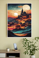 CITYSCAPE AT NIGHT Poster | Moon Light Sky Posters