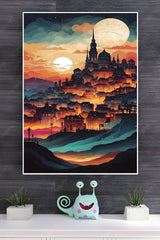 CITYSCAPE AT NIGHT Poster | Moon Light Sky Posters