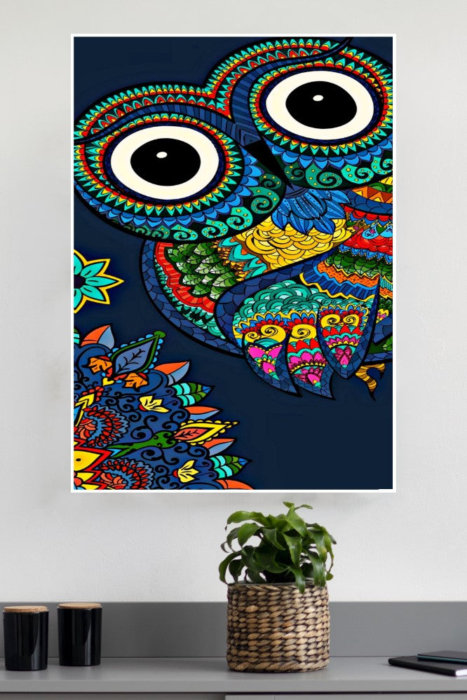 Colorful Art Work of Owl Poster | Animal Posters