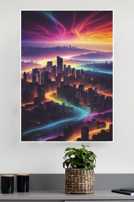 Colorful Futuristic CIty Poster | CIty Posters