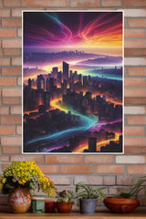 Colorful Futuristic CIty Poster | CIty Posters