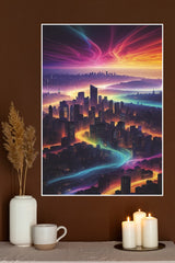 Colorful Futuristic CIty Poster | CIty Posters