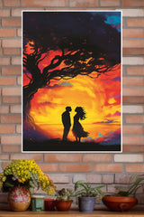 Couple Enjoying Sun Set Poster| Love Posters