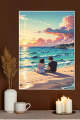 Couple Love on the Beach Poster| Love Posters