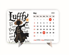 Dark One Piece D Luffy Premium Table Desk Calendar – 2026