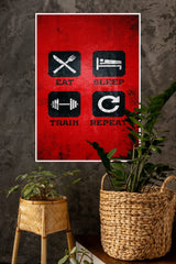 Eat Train Sleep Repeat Poster | Gym and Motivational Quotes Posters