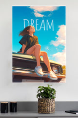 Girl Sitting and Deaming Poster| Love Posters