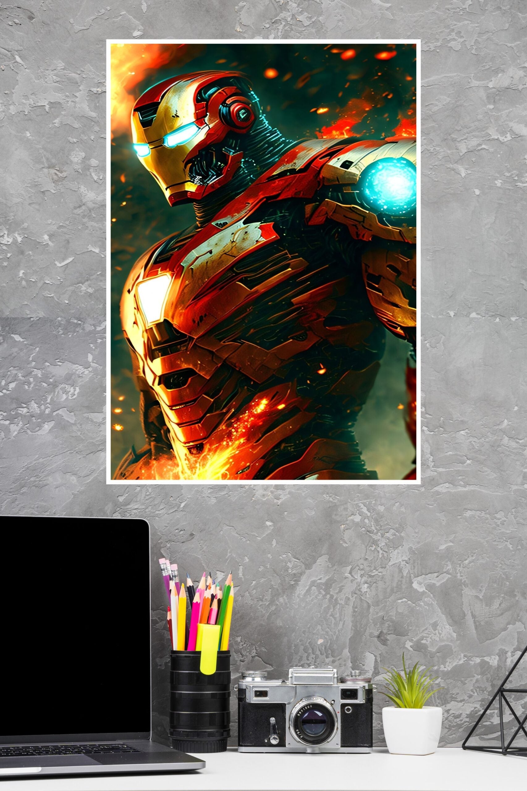 Iron Man wIth Fire Movie Poster | Marvel Poster | Superhero Posters