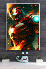 Iron Man wIth Fire Movie Poster | Marvel Poster | Superhero Posters