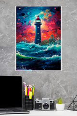 Lighthouse in The Storm Painting By Asp Arts Poster | Art Posters