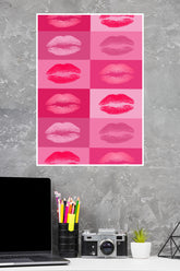 Lips Stamps On Pink Poster | Art Posters