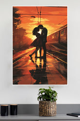 Lovely Copule Kissing in the Rain Poster| Love Posters