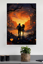 Lovely Couple Walking in Sunset Poster| Love Posters