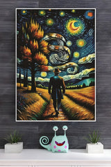 Man Walking in Star Night Poster | Moon Light Sky Posters