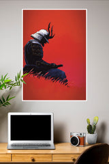 Blood Moon Warrior Poster | Samurai Warrior Poster