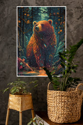 Colorful Brighty Bear Poster | Animal Posters