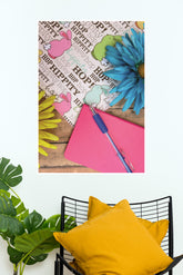 colorful bunny illustrations and flowers Poster | Art Posters