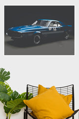 Ford Mustang In Blue Poster | Cars Posters