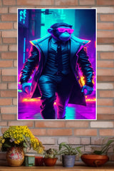 Neon Noir Ape Chimpanzee Monkey Poster | Animal Posters