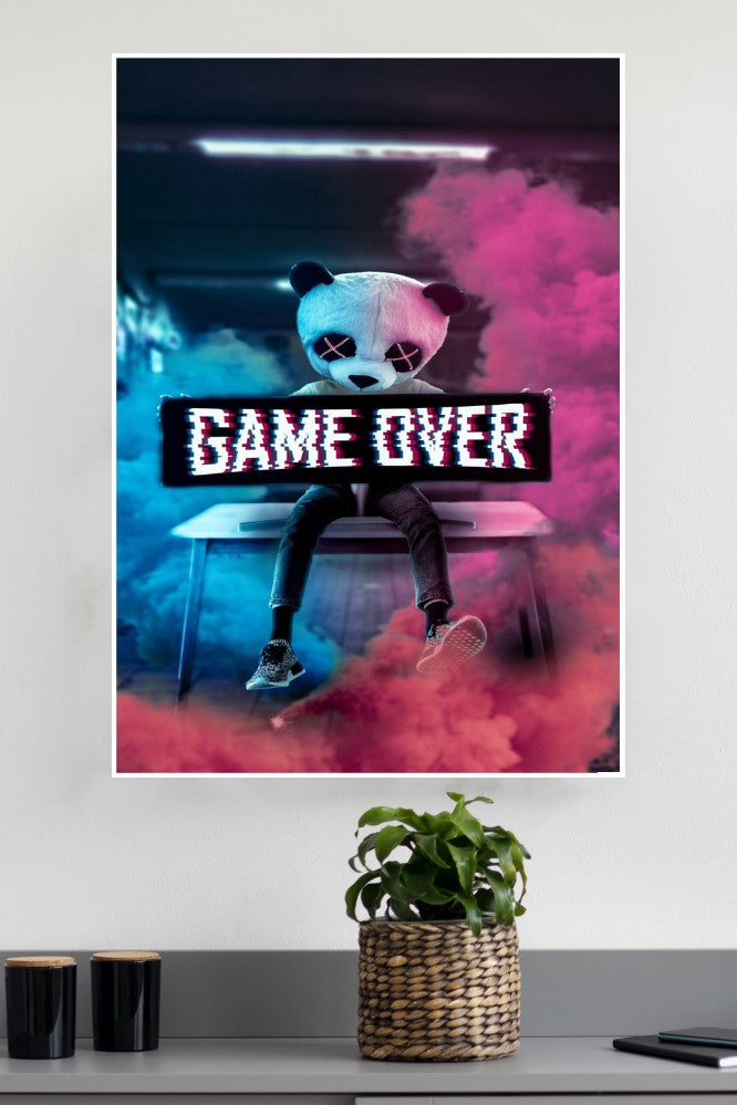 Neon Panda Game Over POster| Games Posters