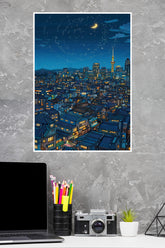 Night Scene Of A City Poster | Art Posters
