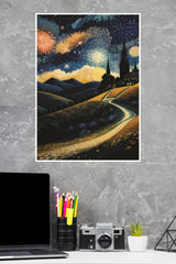 Night Sky With Fireworks Poster | Moon Light Sky Posters