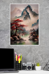 Painting of Red Trees And A River Poster | Art Posters