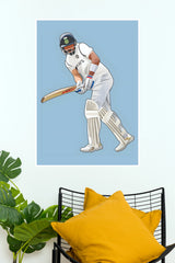 Indian Test Cricket Batsman Poster – Classic Cricket Wall Art(Cricket Poster)