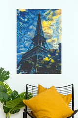 Starry Night Eiffel Tower Art Print – Impressionist Paris Canvas & Poster(Moon Light Sky Poster)
