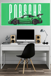 Porsche 911 GT3 RS in Python Green Poster 3 Split Poster