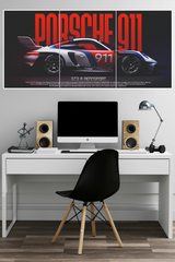 Porsche 911 GT3 R rennsport Poster 3 Split Poster