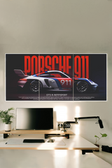 Porsche 911 GT3 R rennsport Poster 3 Split Poster